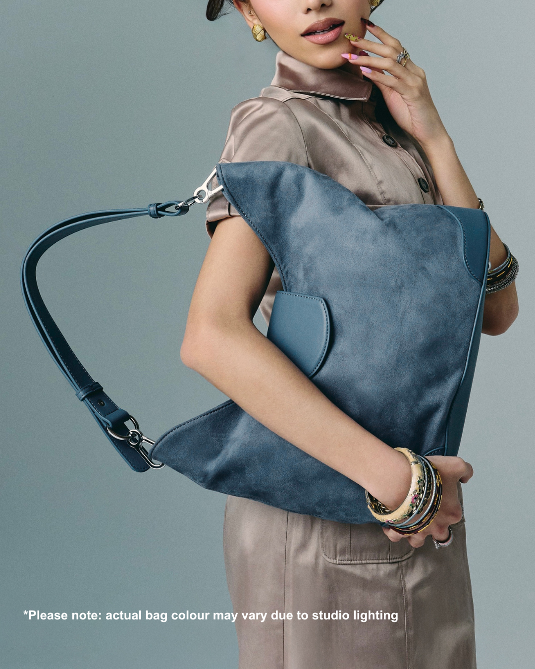 Slouchie Bag in Stone Blue