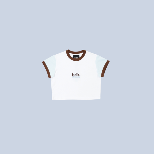 Baby Tee in Brown & Soft Blue
