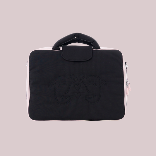 Laptop Hugger in Black + Pink