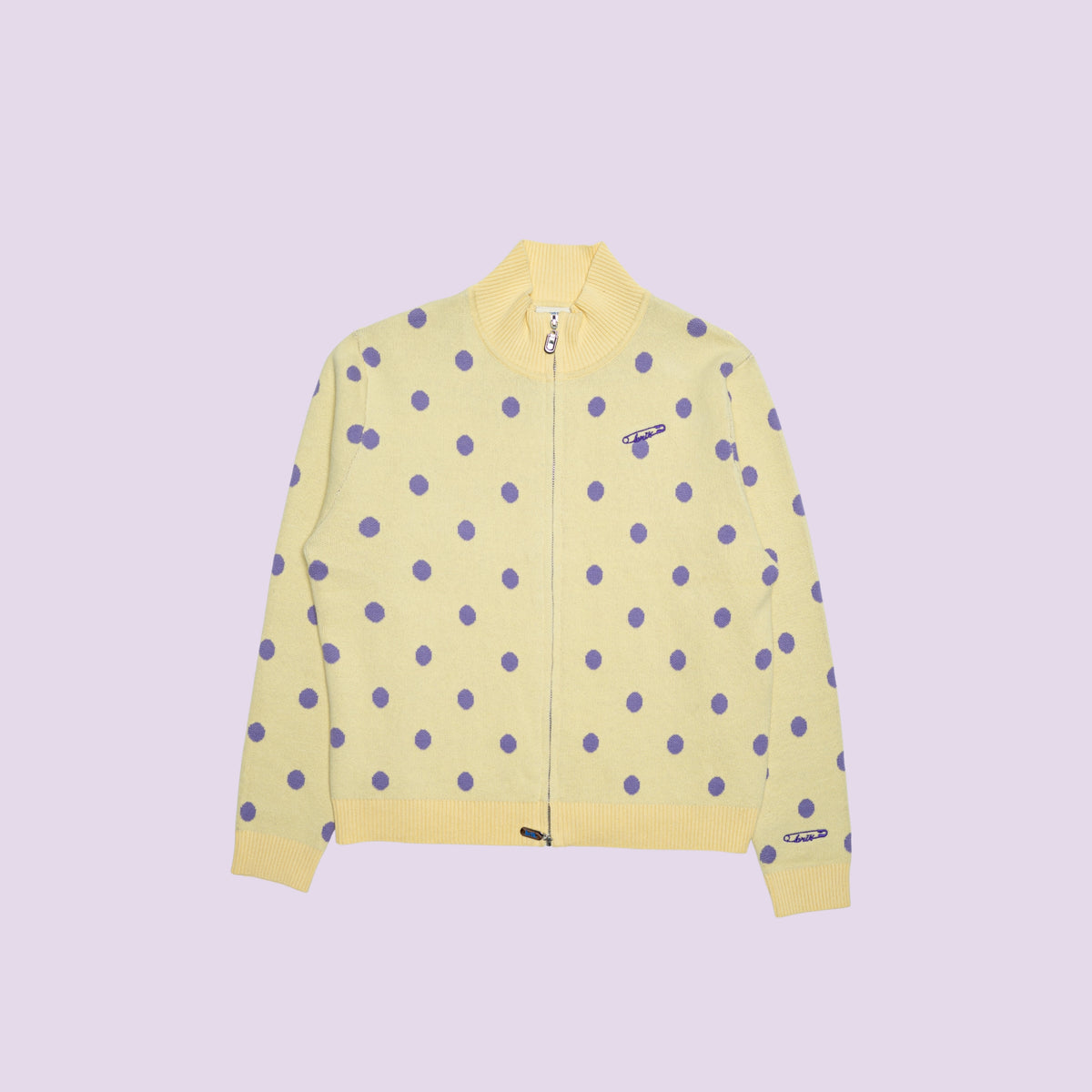 Cardi Knit Polka Dots in Yellow/Lilac