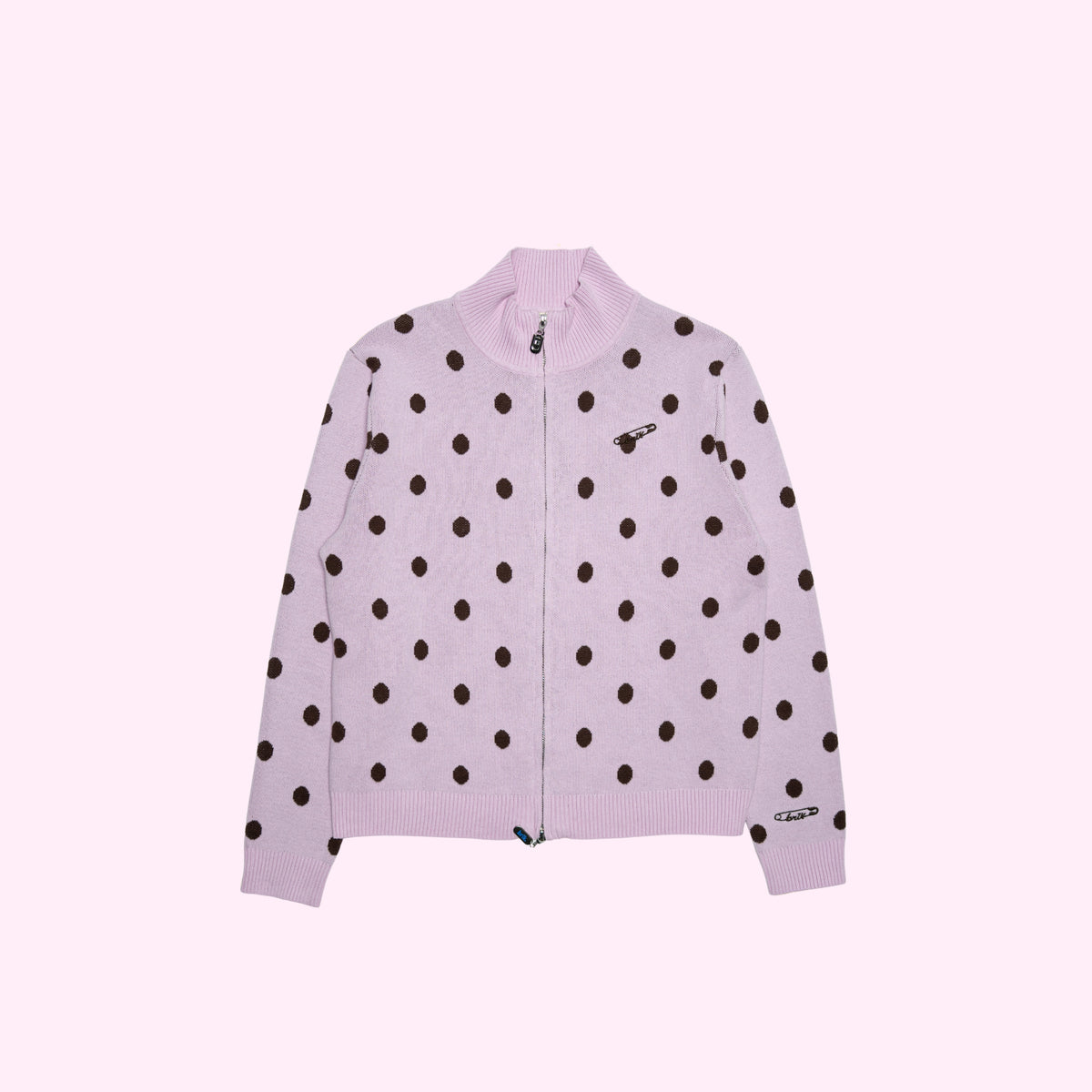 Cardi Knit Polka Dots in Pink/Brown