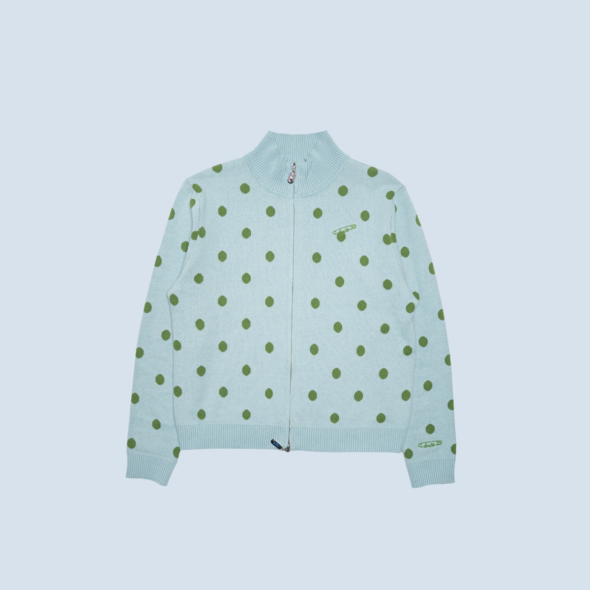 Cardi Knit Polka Dots in Blue/Green