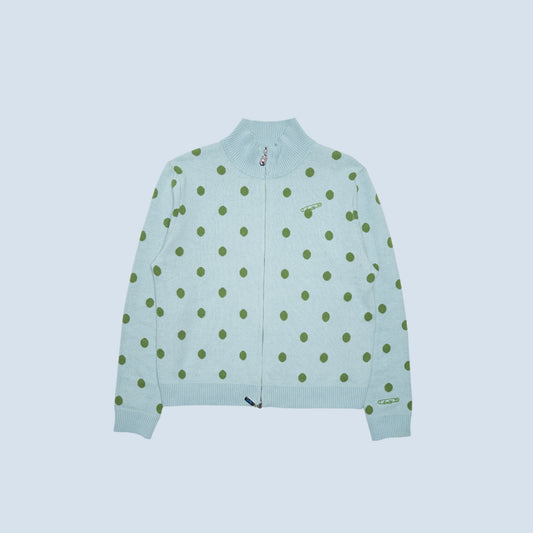 Cardi Knit Polka Dots in Blue/Green