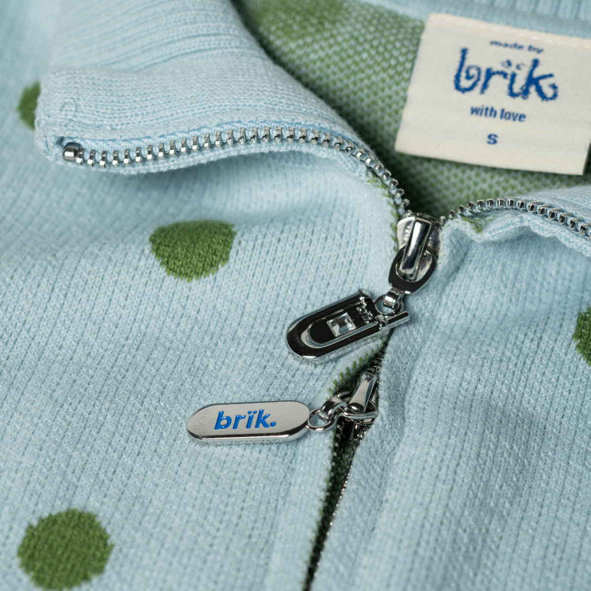 Cardi Knit Polka Dots in Blue/Green