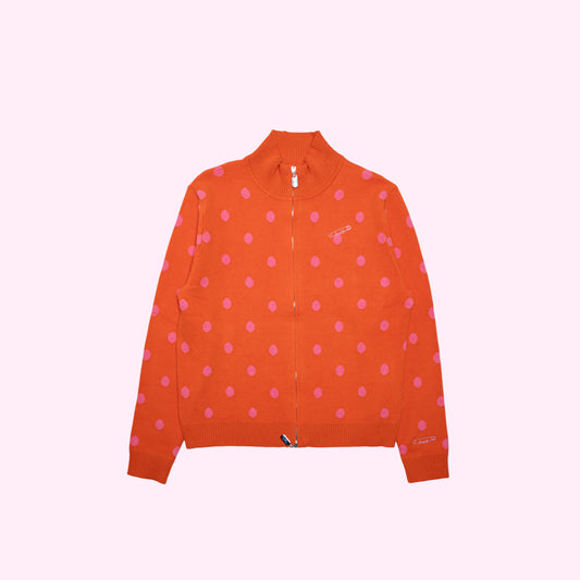 Cardi Knit Polka Dots in Orange/Pink