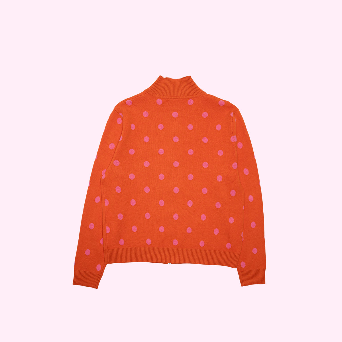 Cardi Knit Polka Dots in Orange/Pink