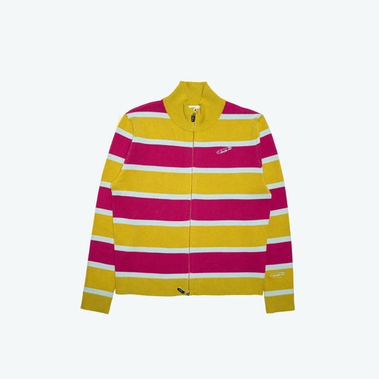 Cardi Knit Stripes in Lime/Fuchsia