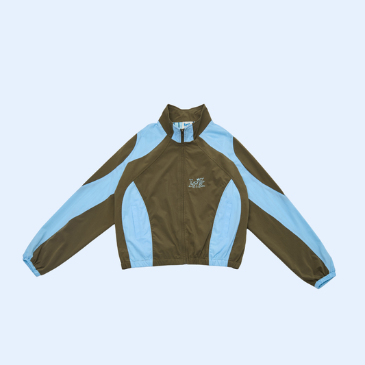 All-Day Standcollar Windbreaker in Blue/Brown