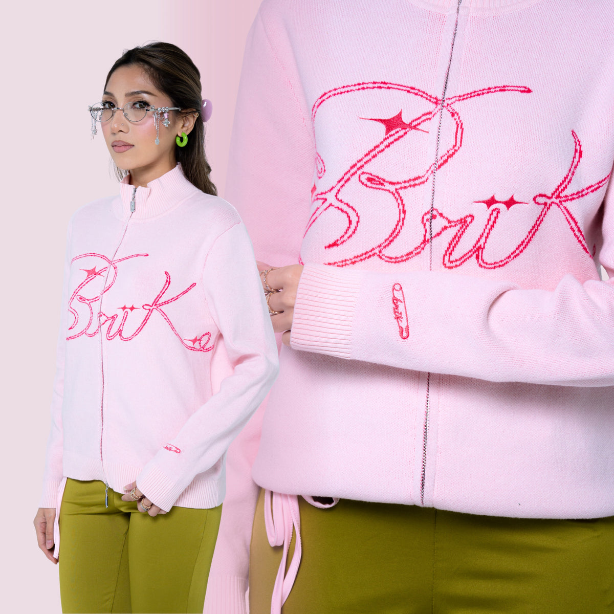 Cardi Knit Script in Pink