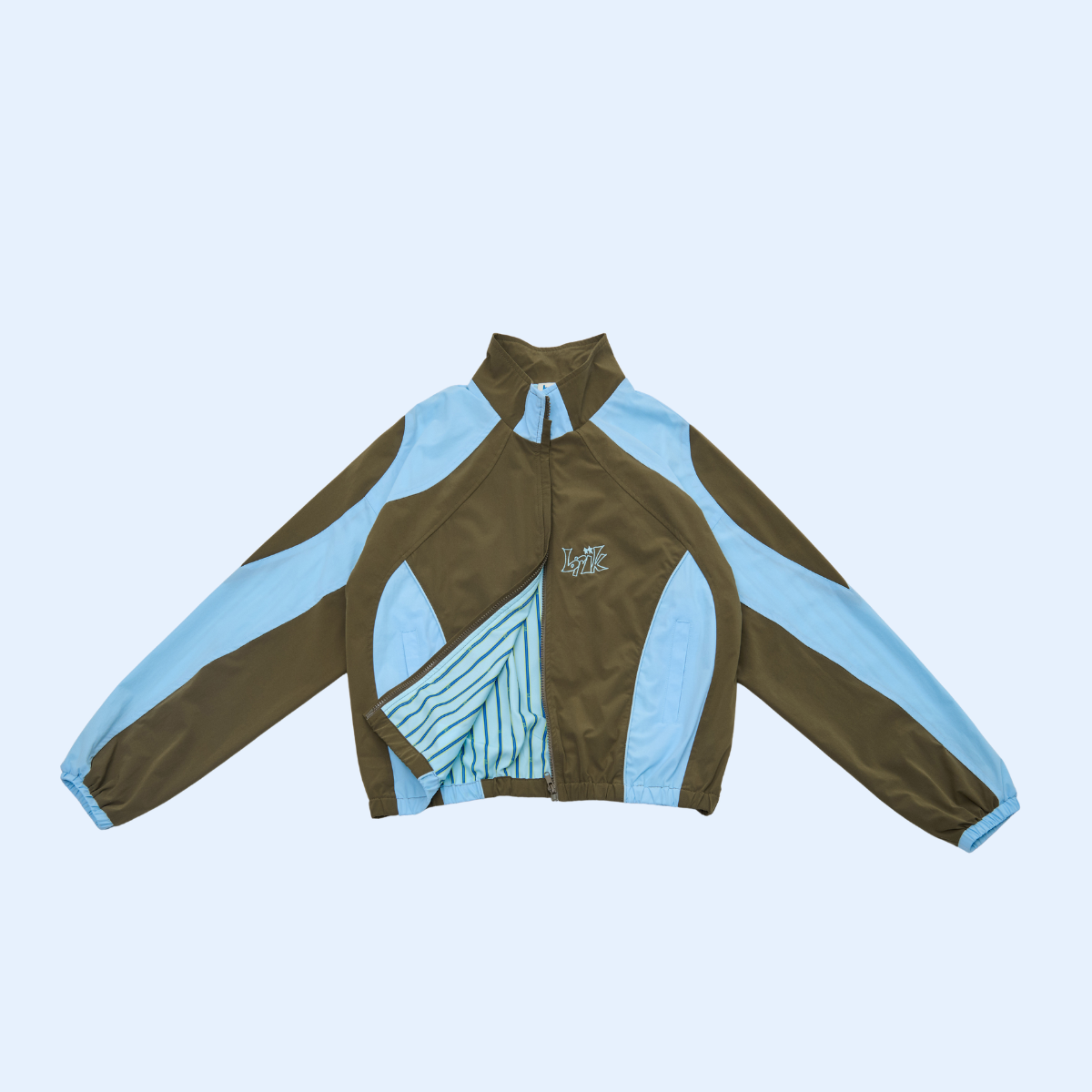 All-Day Standcollar Windbreaker in Blue/Brown