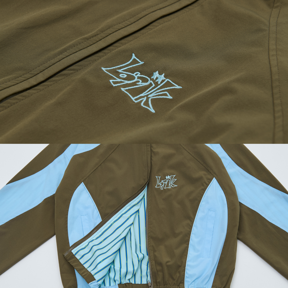 All-Day Standcollar Windbreaker in Blue/Brown