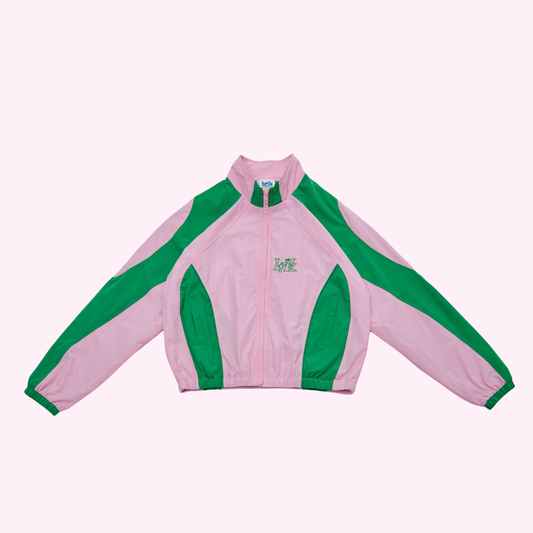 All-Day Standcollar Windbreaker in Pink/Green