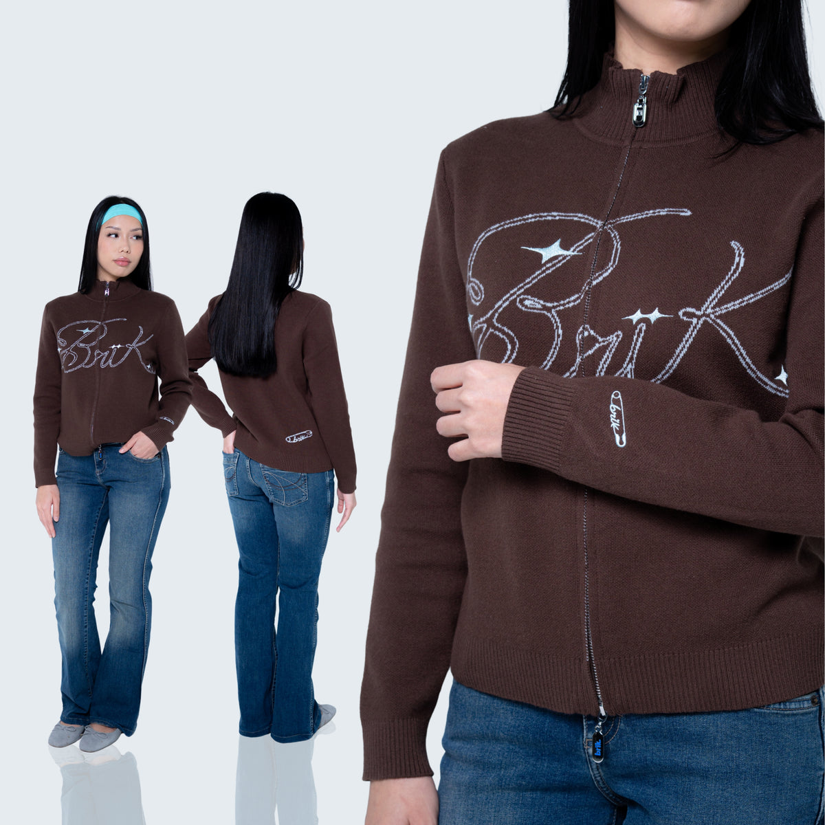 Cardi Knit Script in Brown