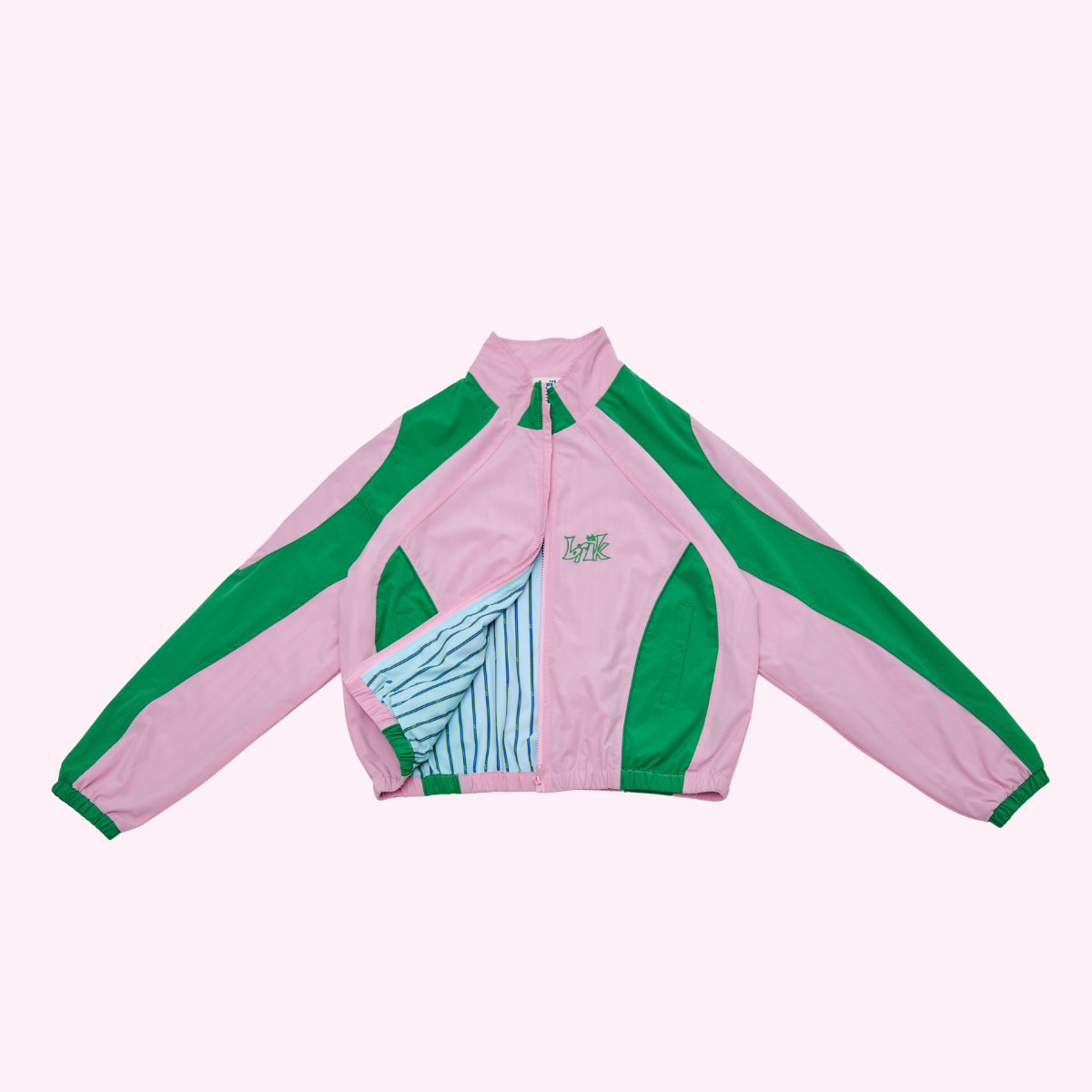 All-Day Standcollar Windbreaker in Pink/Green