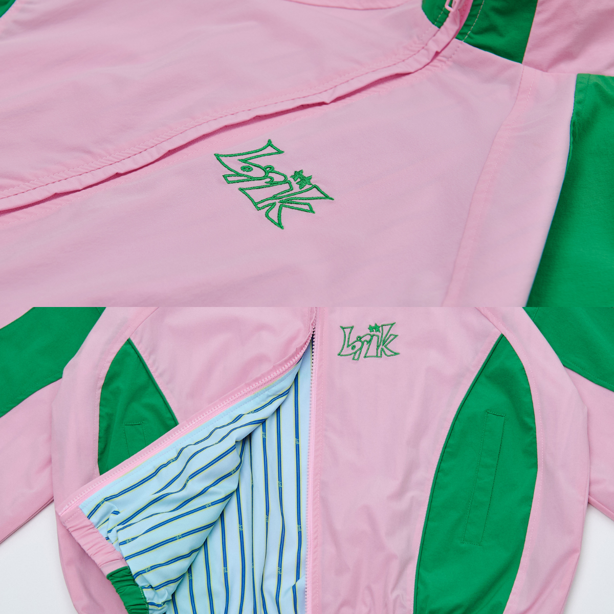 All-Day Standcollar Windbreaker in Pink/Green