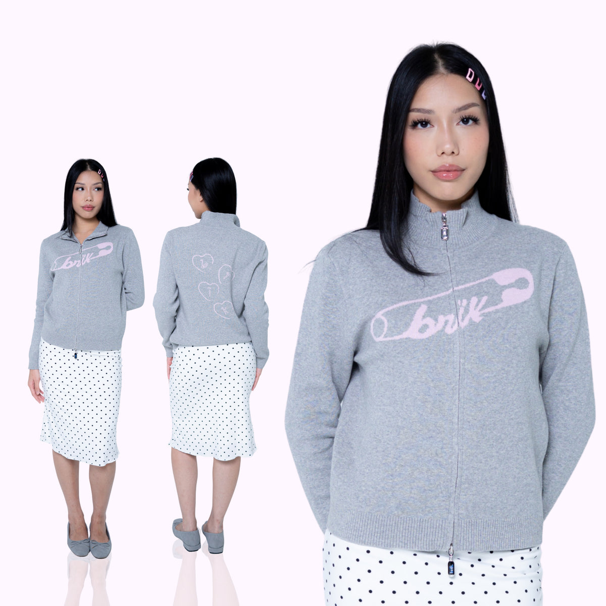 Cardi Knit Pin in Grey