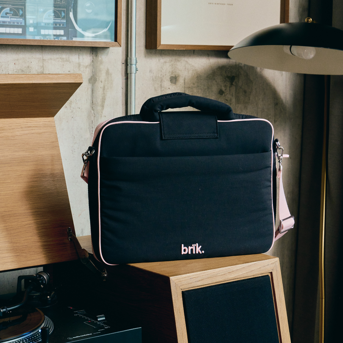 Laptop Hugger in Black + Pink