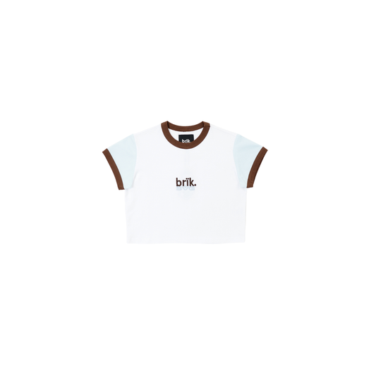 Baby Tee in Brown & Soft Blue