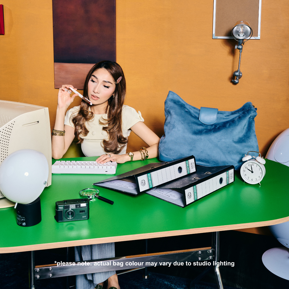 Upsized Slouchie Bag in Stone Blue